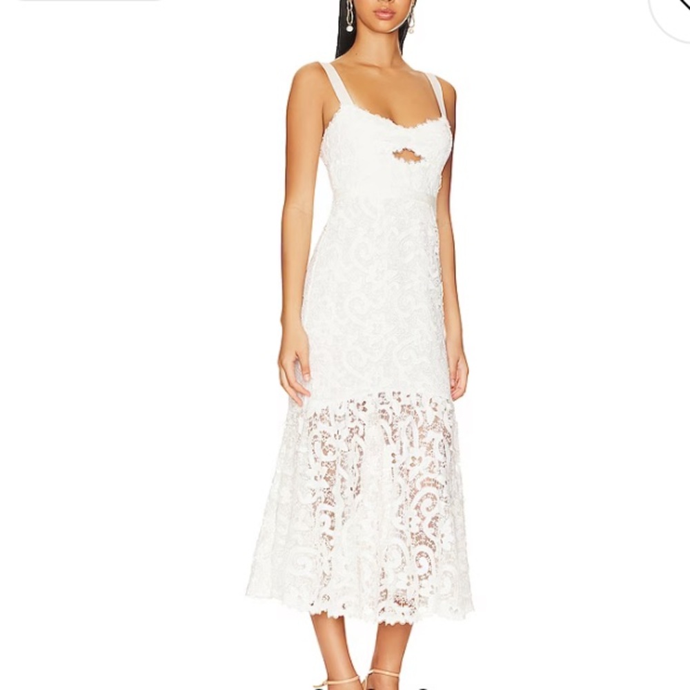 NWOT SAYLOR Lesli Midi Dress in White, size S